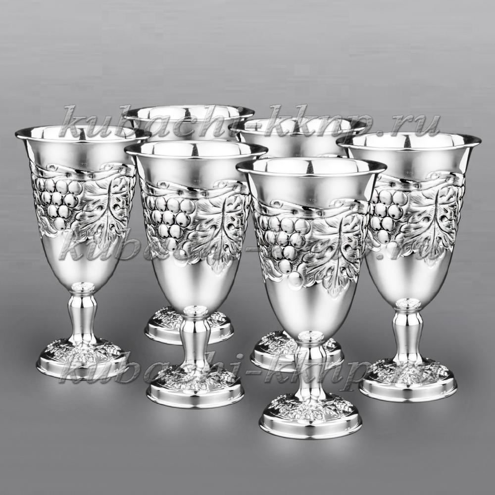 Набор серебряных бокалов для вина или воды Эсперанто, ф052-6 фото 2