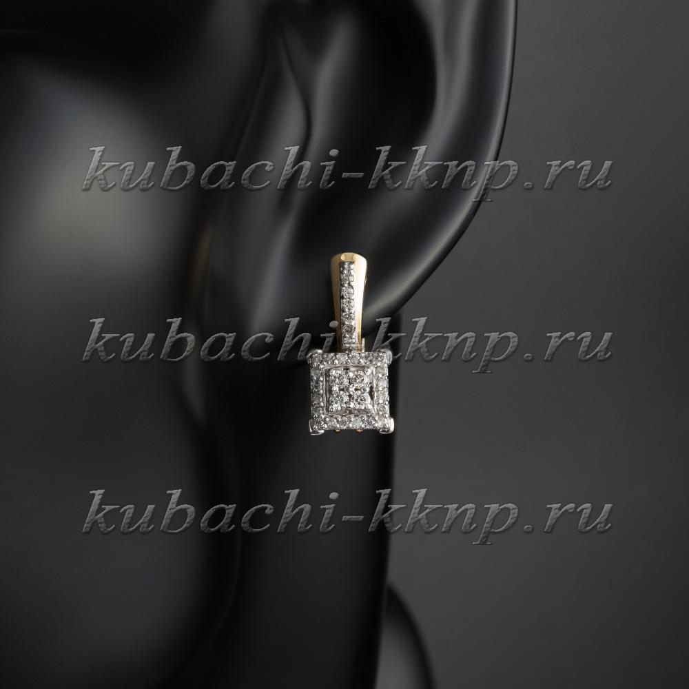 Золотые серьги Плато с бриллиантами, ан560-1 фото 2
