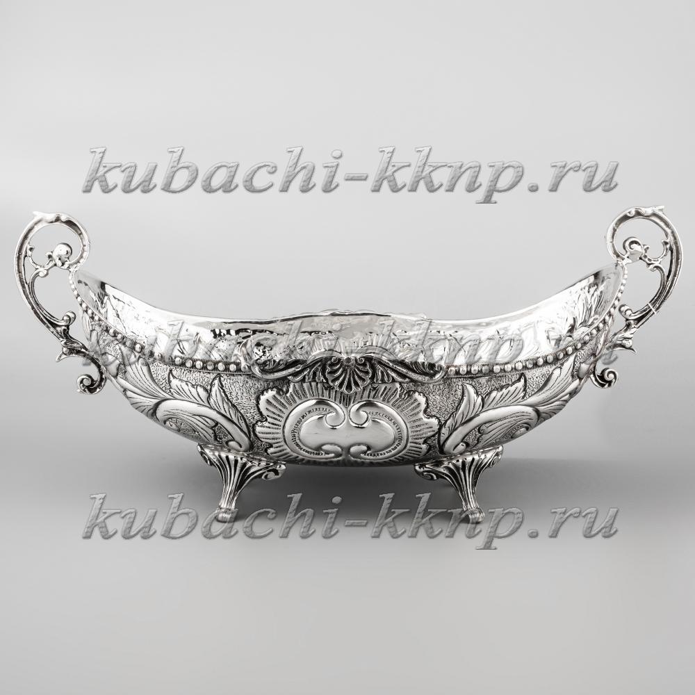 Серебряная конфетница - ладья «Узор», кф152 фото 2