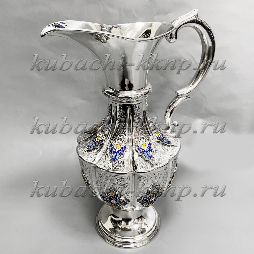 Серебряный  кувшин с эмалью Финифть, КВ171 фото 1
