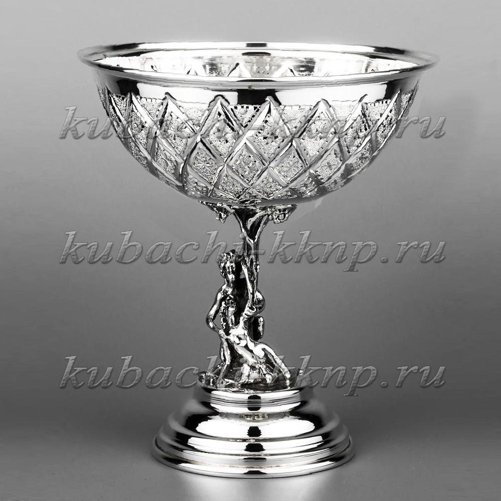 Серебряная вазочка - конфетница Лазер, КФ193 фото 1