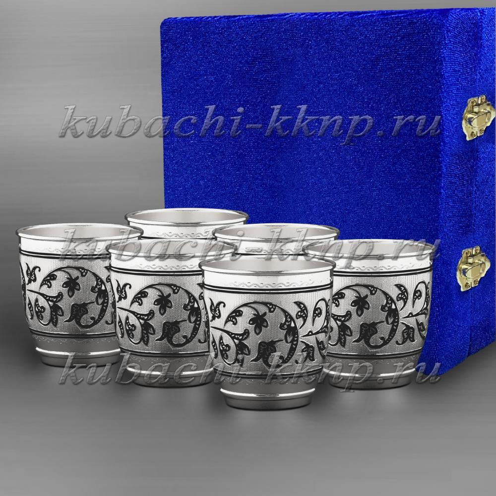Набор из шести серебряных стаканов Гроздья, ст053-6 фото 1