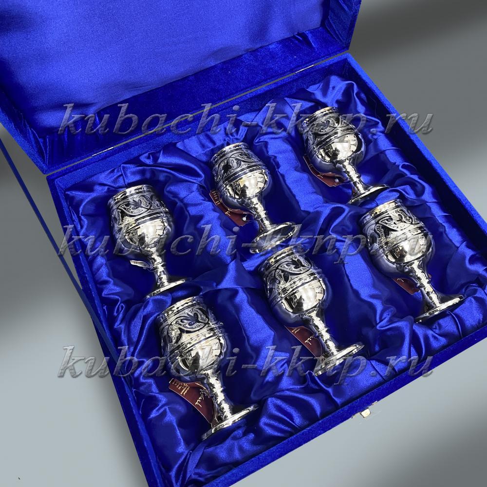 Набор серебряных бокалов для коньяка или виски 6 шт, бк026-6 фото 2