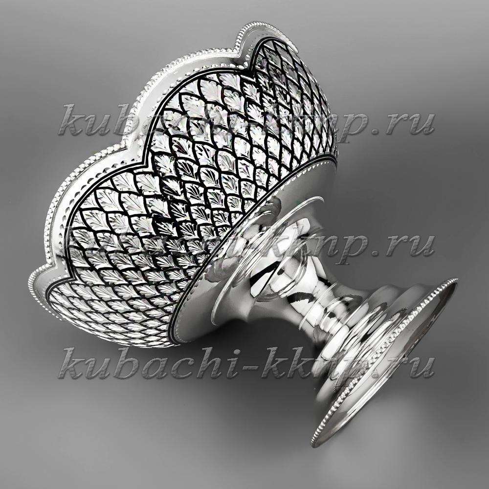Серебряная конфетница оригинальной формы, кф00024А фото 1
