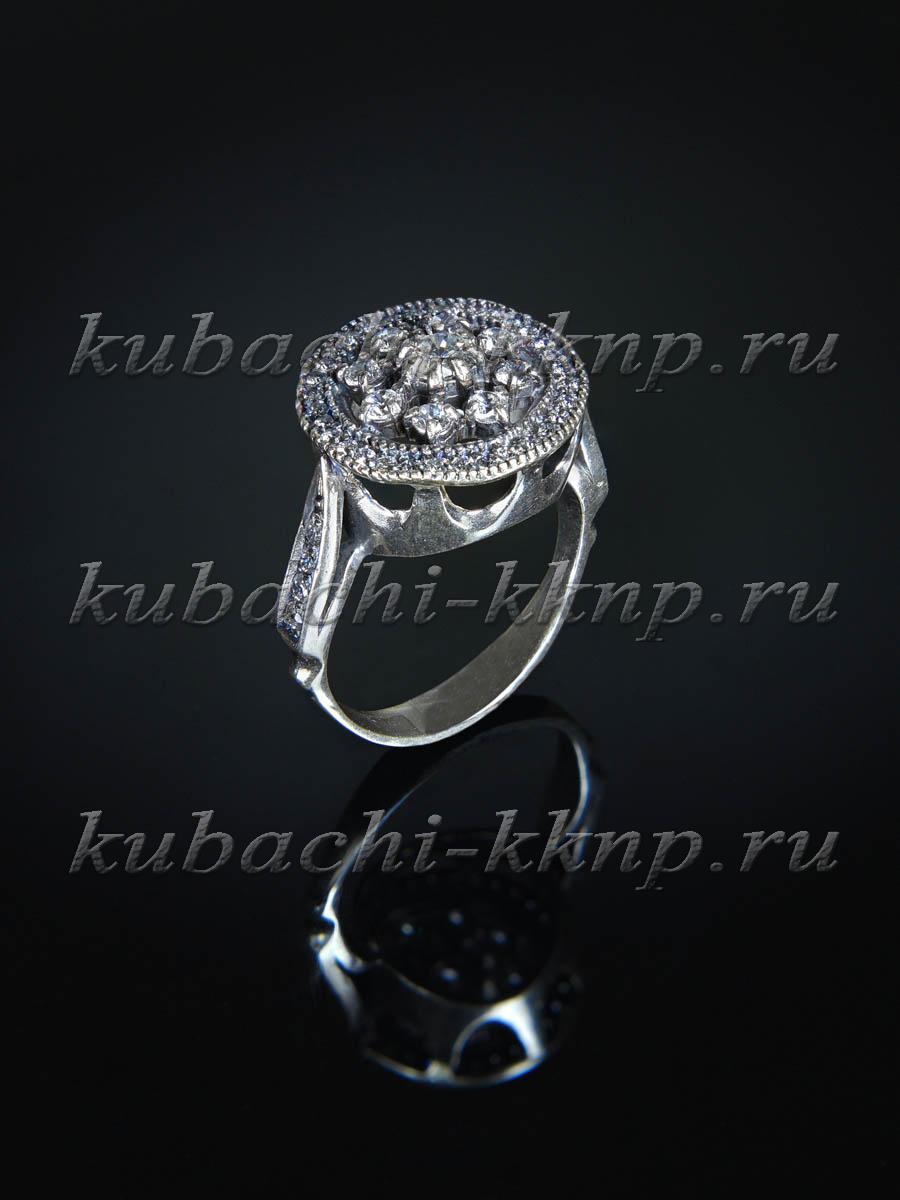 Серебряное кольцо с фианитами  Кубачинское, к247 фото 1