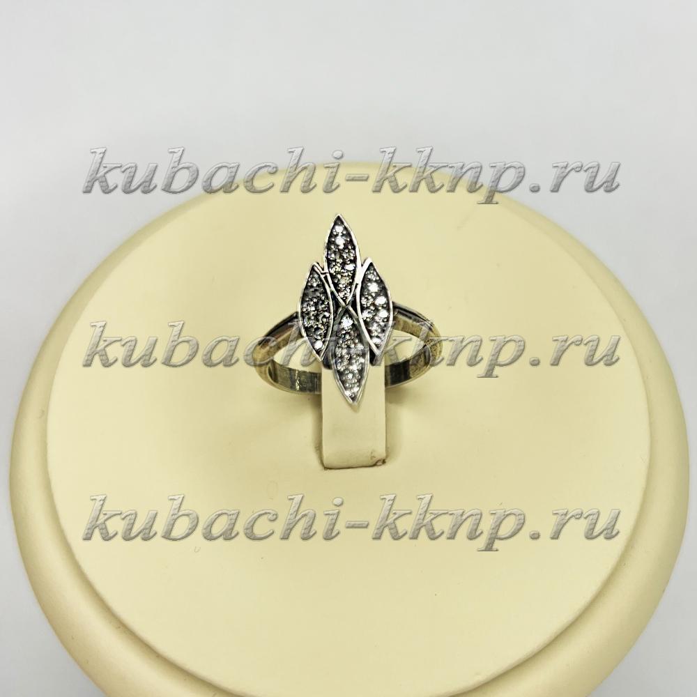 Женское кольцо геометрическое 4 овала с фианитами серебро 925 пробы, к909 фото 1