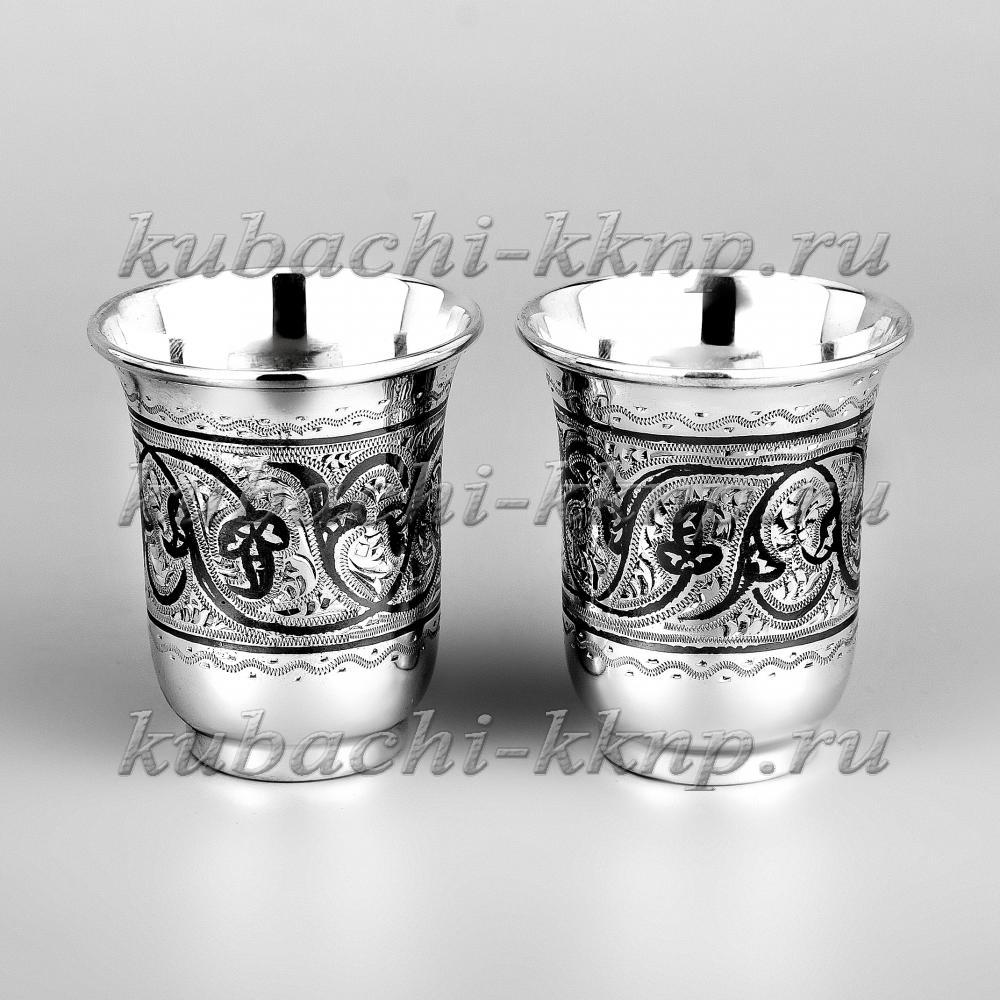 Набор серебряных стопок ручной работы «Двойка», 56 мл, нс013 фото 1