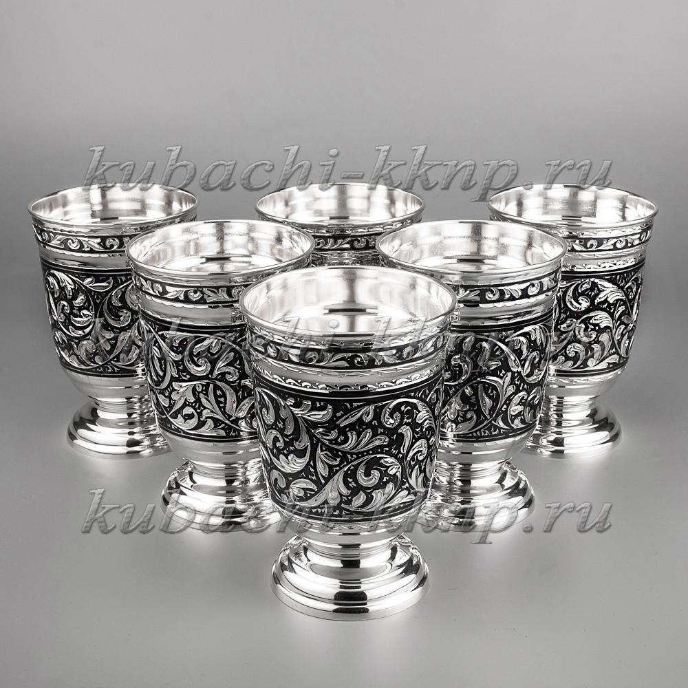 Серебряный набор для воды, сока или вина со стаканами Краса, вн01 фото 4