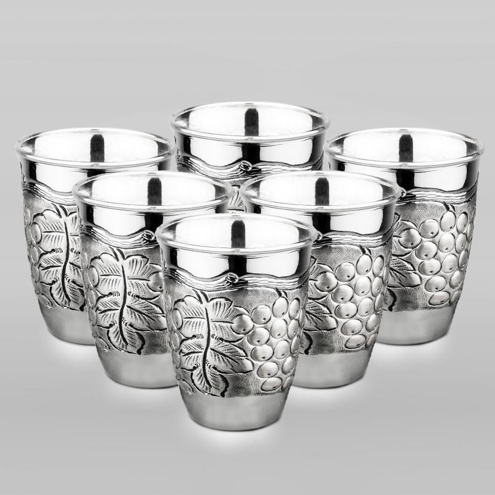 Набор их шести(6) серебряных стаканов с виноградом, ст078-6 фото 1
