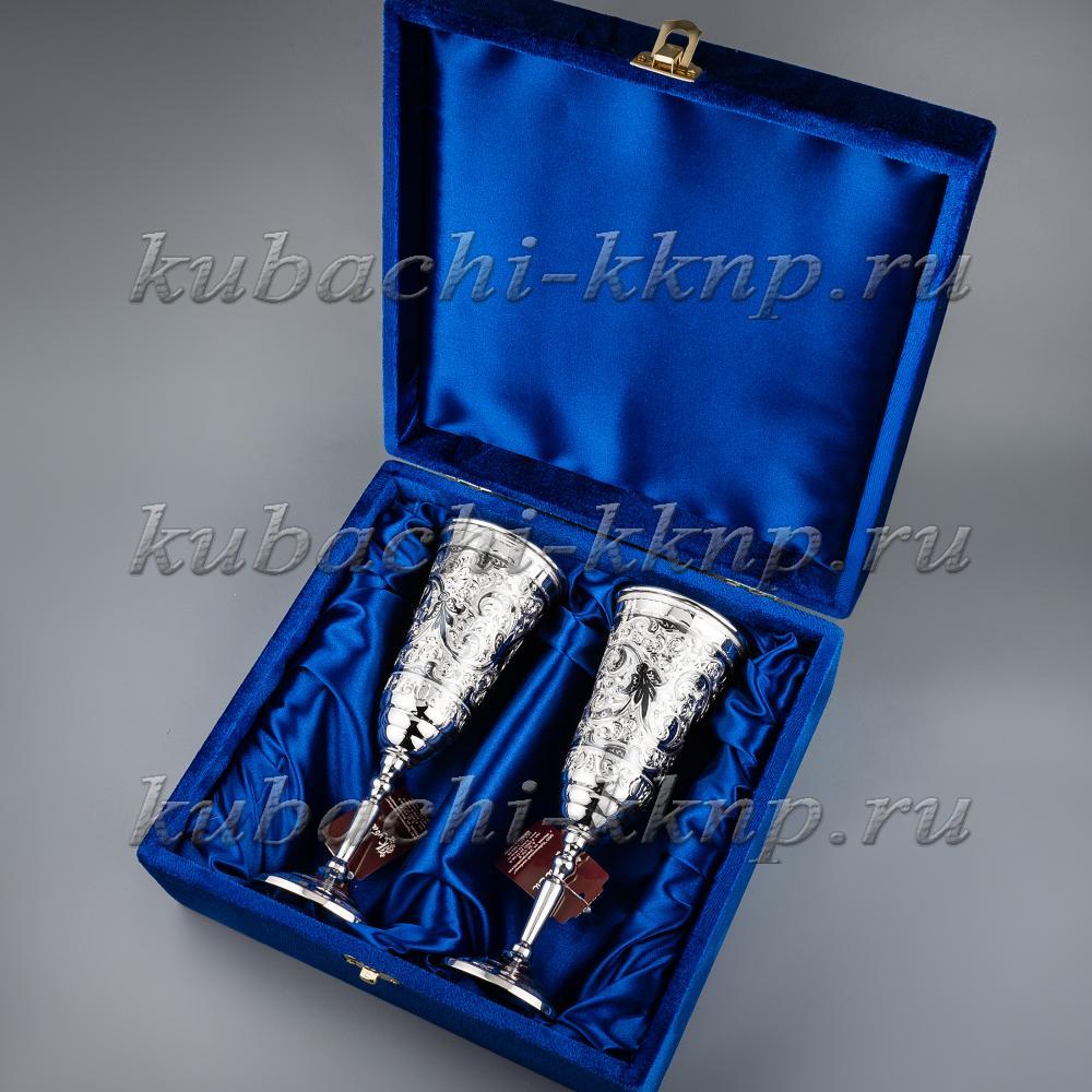 Набор серебряных фужеров на ножке для шампанского на свадьбу, ф126-2 фото 1