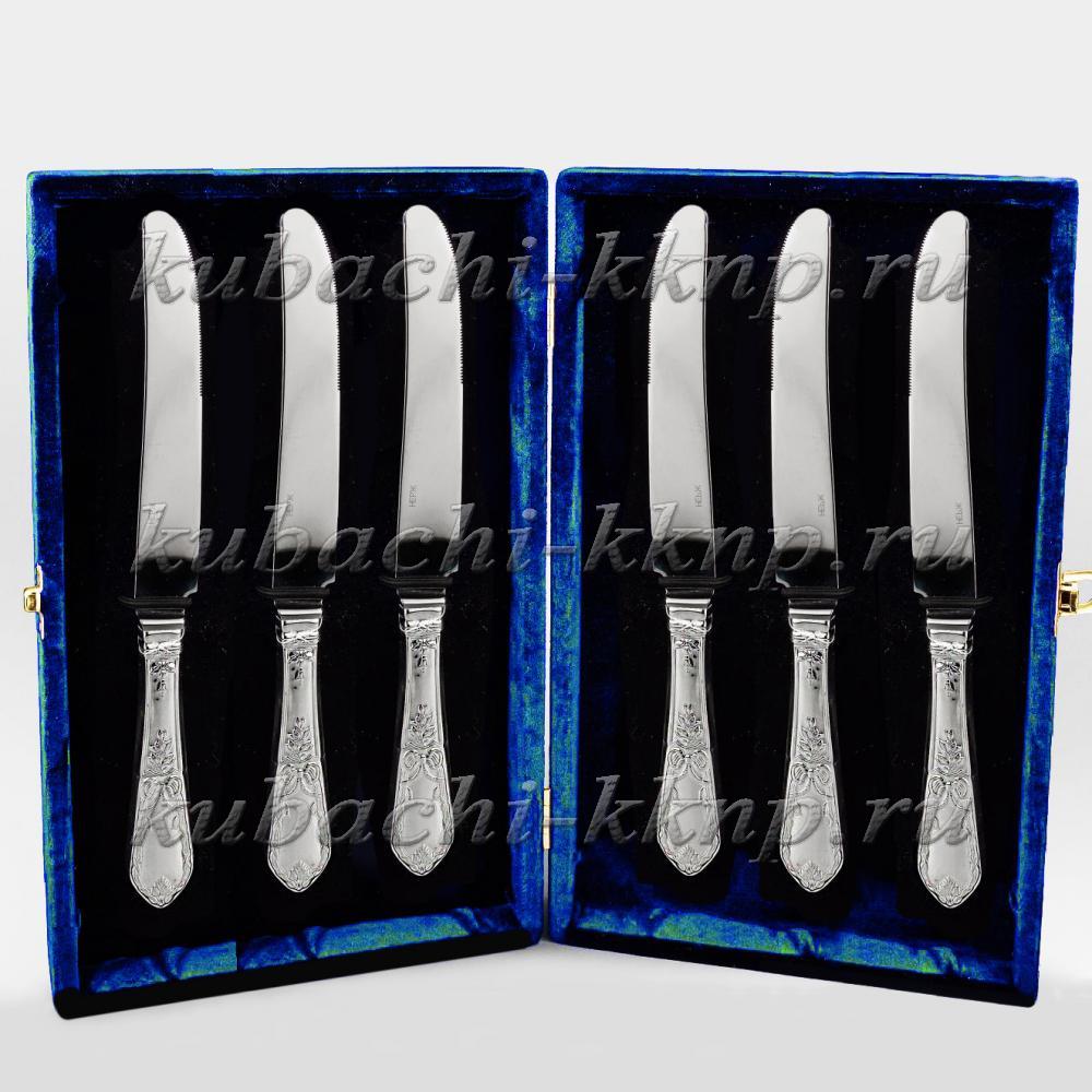 Набор столовых серебряных ножей Роза, н013-6 фото 1