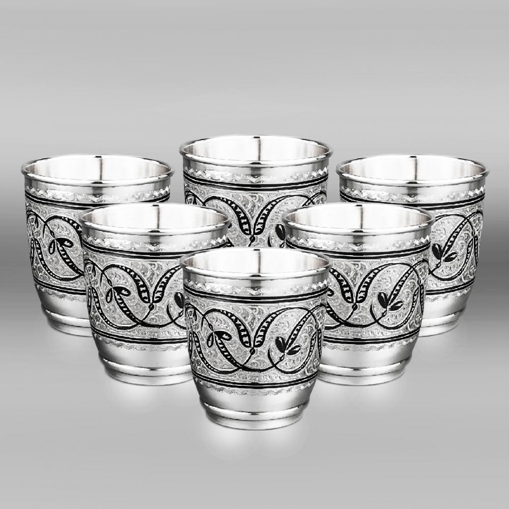 Набор из шести серебряных стаканов Кубачи, ст025-6 фото 1