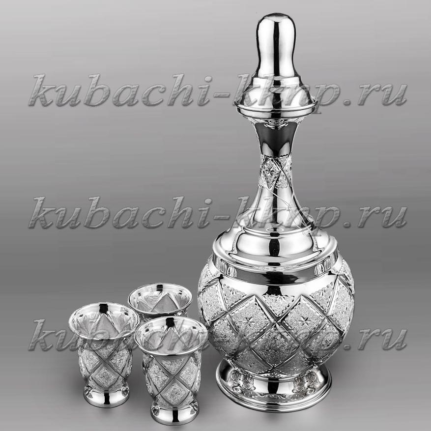 Серебряный водочный набор на троих Космо, вс064 фото 2