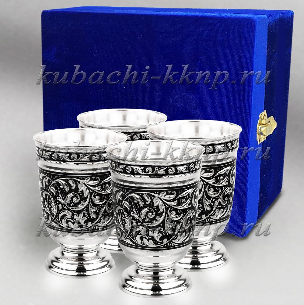 Набор из четырех серебряных стаканов Краса, ст123-4 фото 1