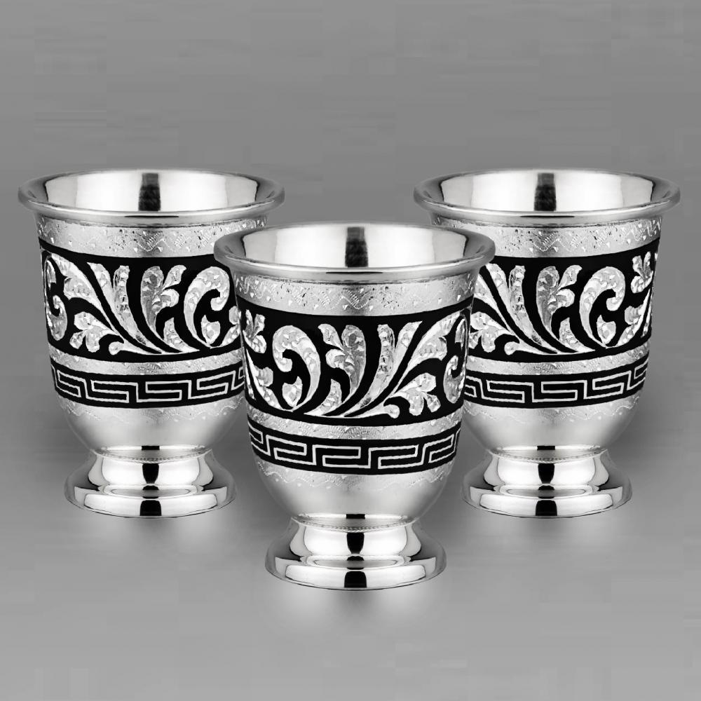 Набор из трех отменных серебряных стопок Горный, стп104-3 фото 2