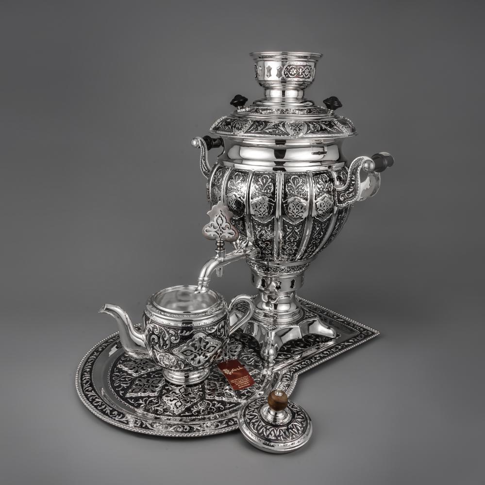 Самовар серебряный с чайником