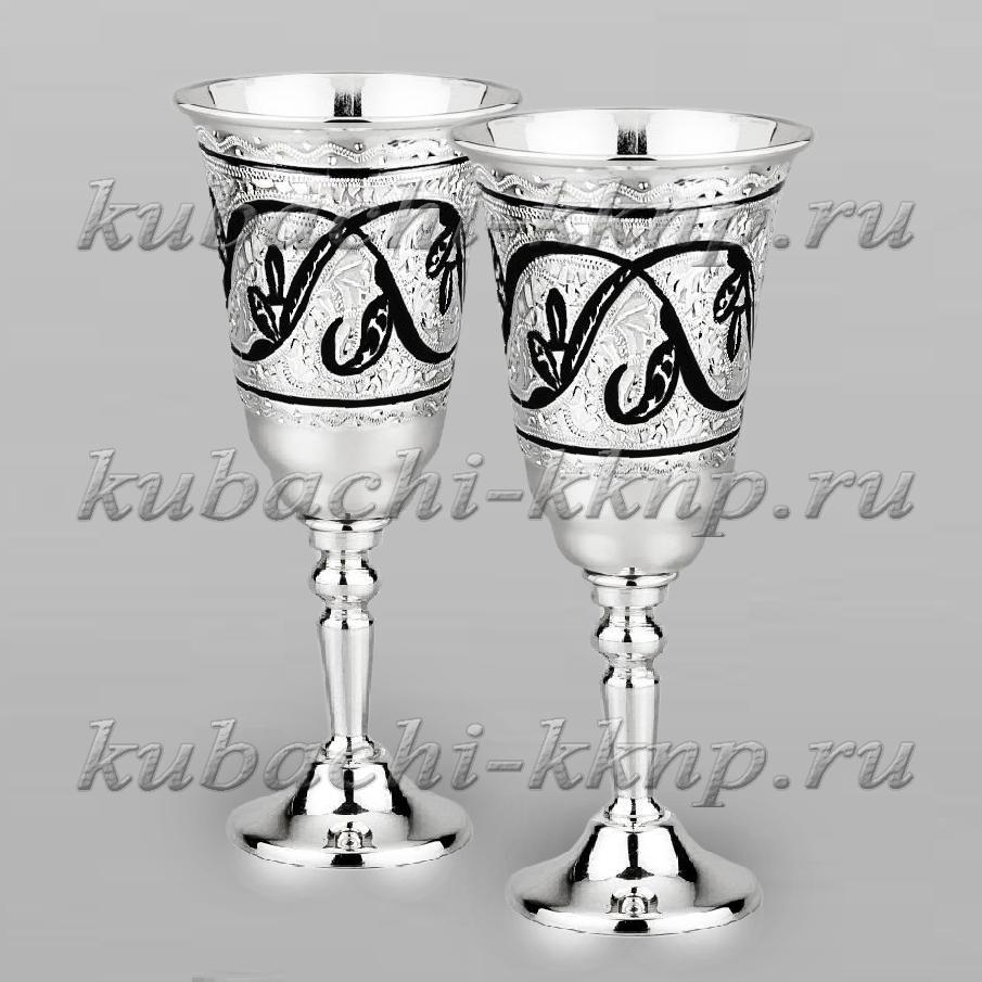 Набор из двух серебряных рюмок на 40 мл Тюльпан, р104м- фото 2