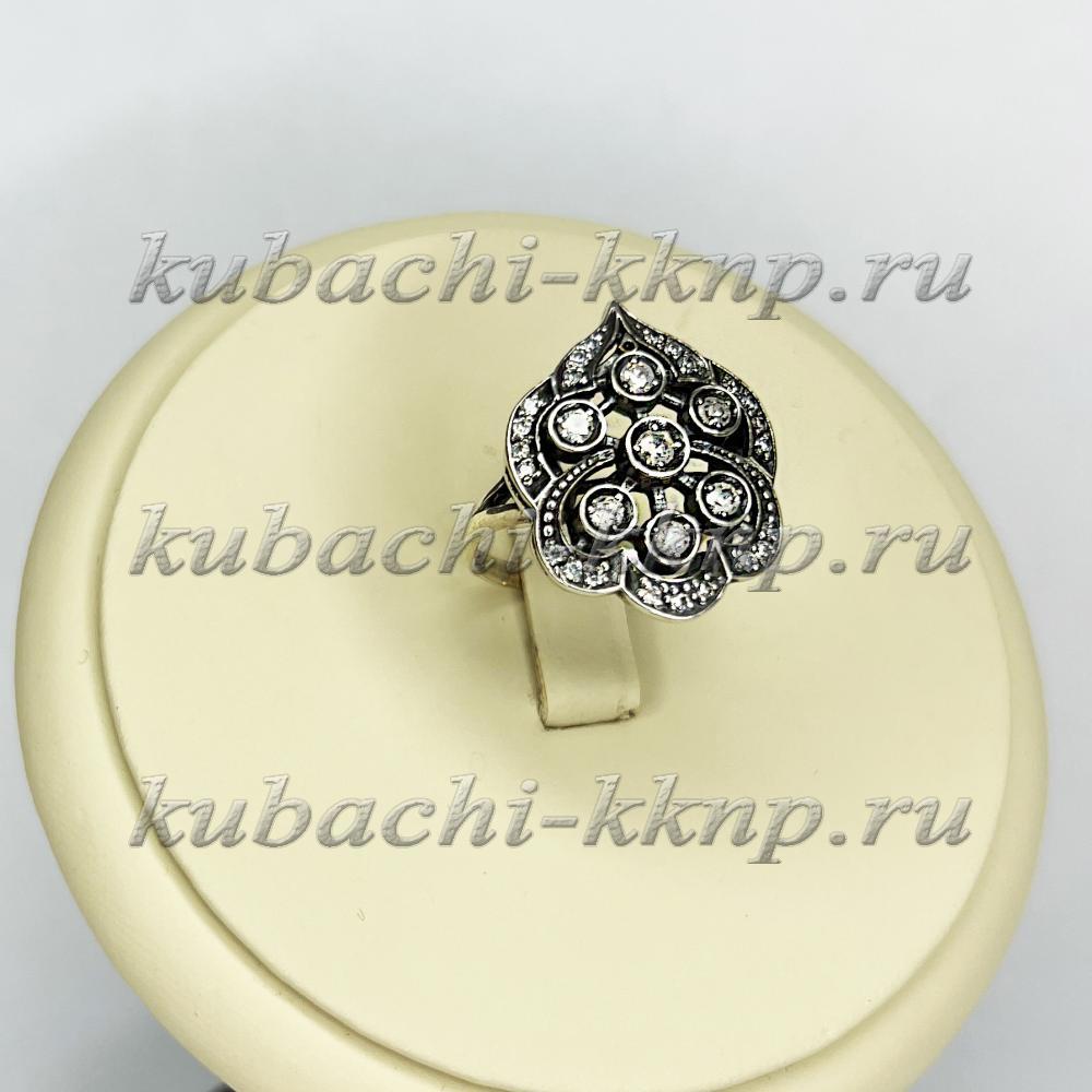 Крупное кольцо Гармония женское из серебра 925 пробы с фианитами на каждый день, Ag-к121 фото 1