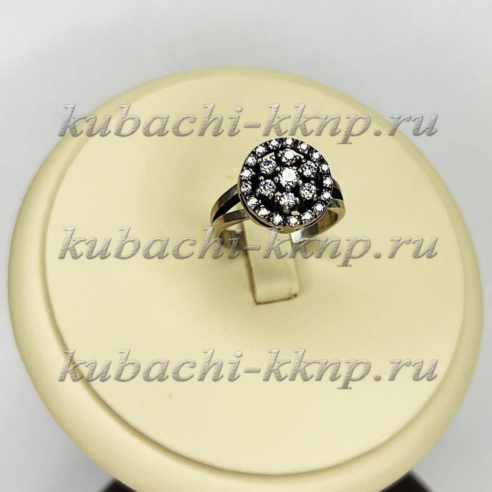 кольцо круглое с фианитами Акация серебро 925 пробы, Ag-к89 фото 1