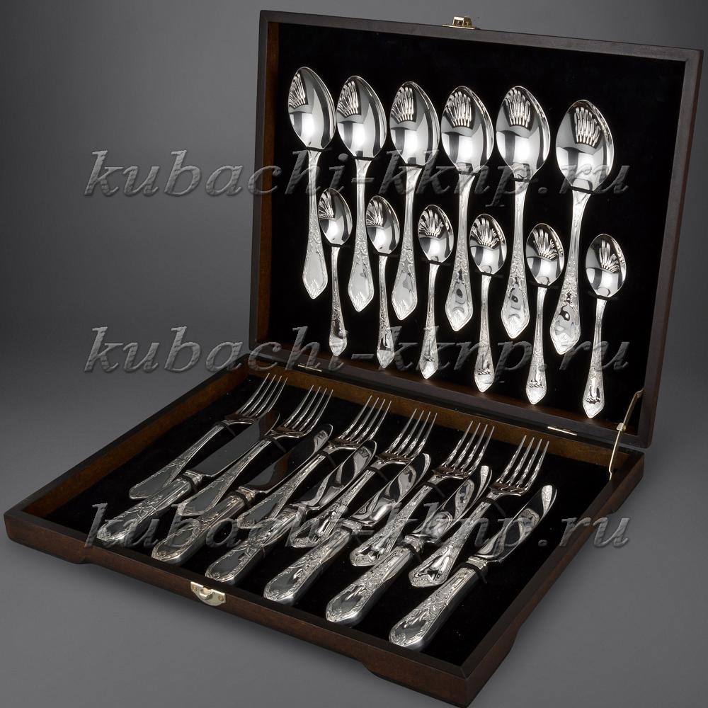 Десертный серебряный набор на шесть персон из серебра 925 пробы, sn020 фото 1