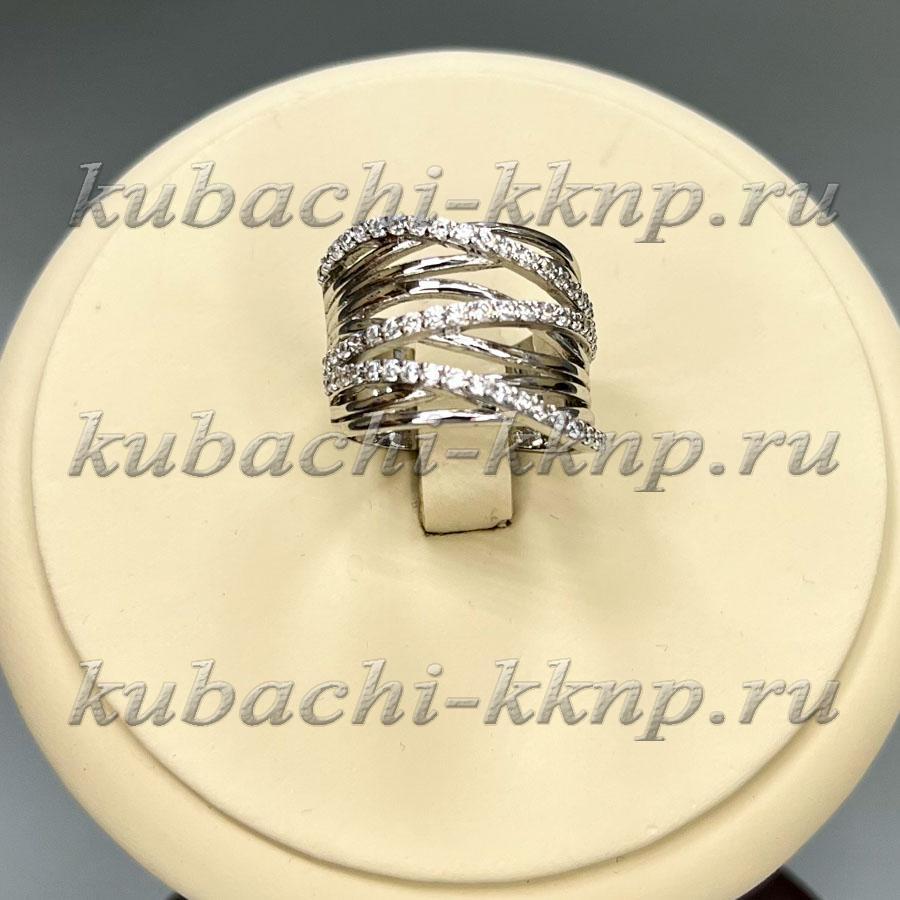 Фианит, Геометрическое женское кольцо из серебра 925 пробы Атланта с фианитами фото 1