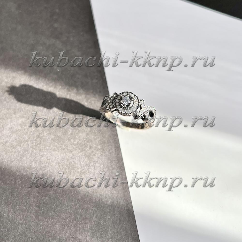 Серебряное кольцо с фианитами оксидирование Тамилла, Ag-к57 фото 1