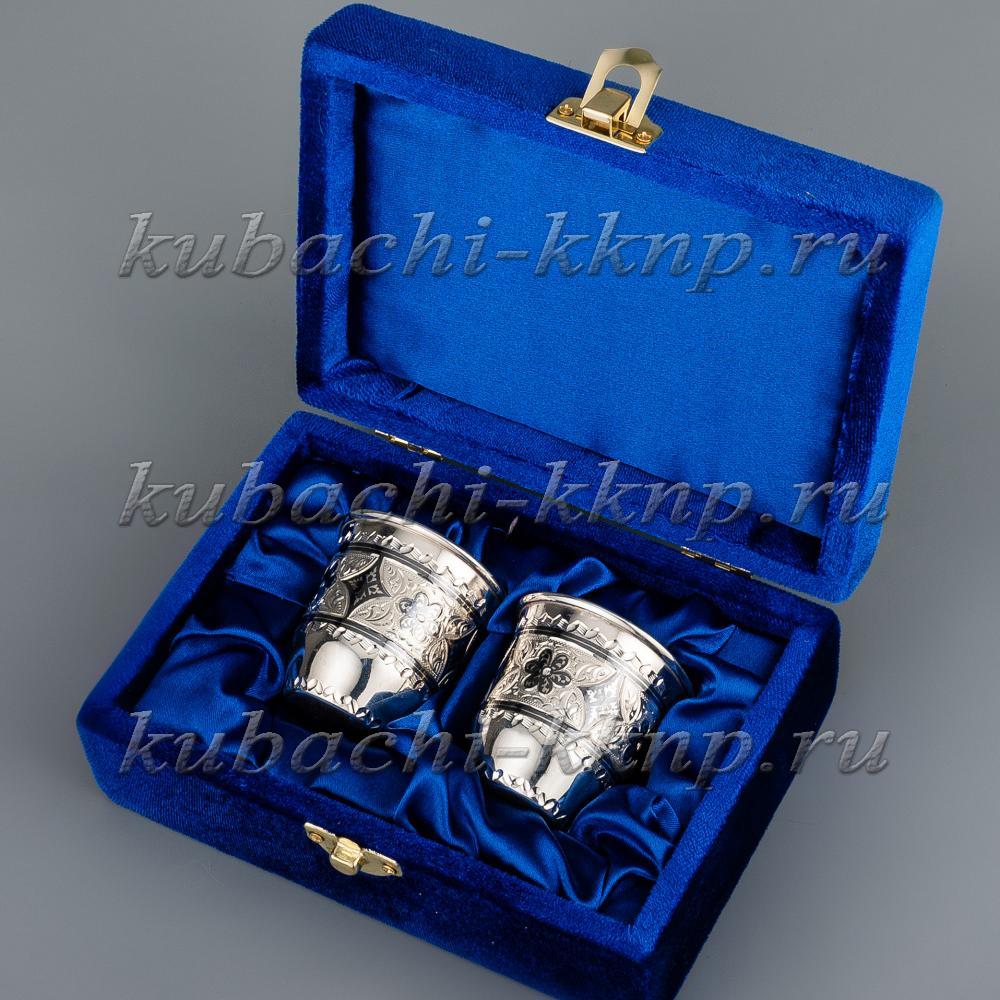 Набор серебряных стопок с гравировкой  в подарок на свадьбу, стп061-2 фото 2