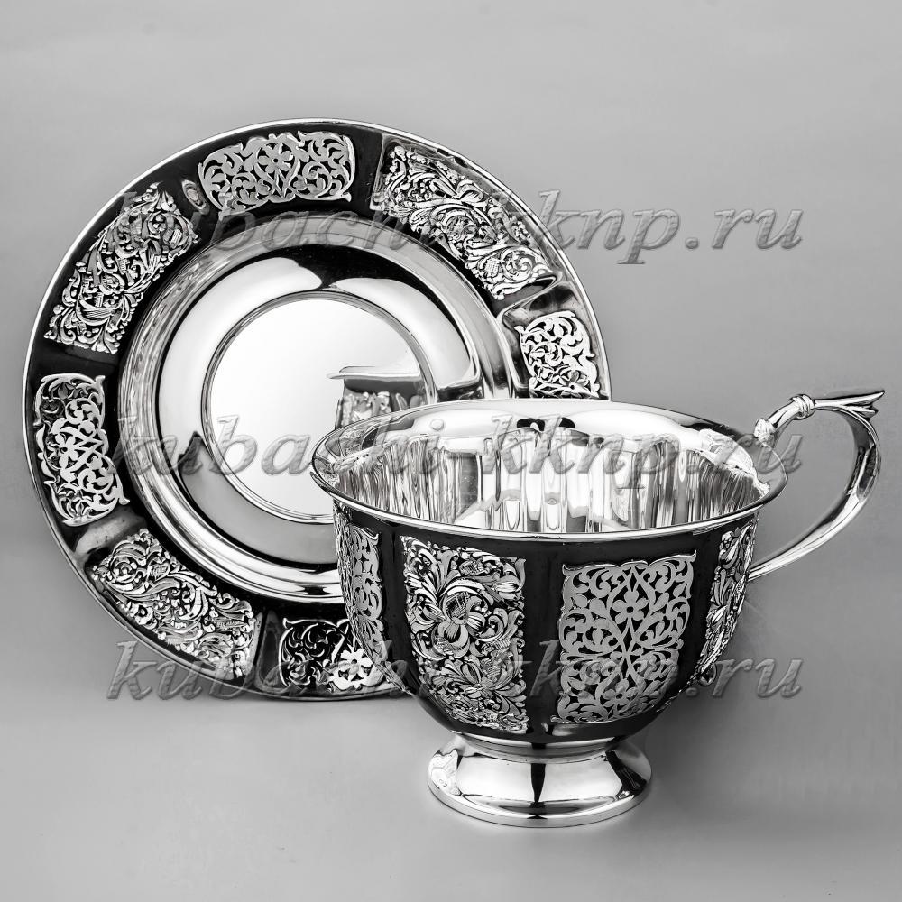 Серебряная чайная пара для чая  Грация, чп023 фото 2