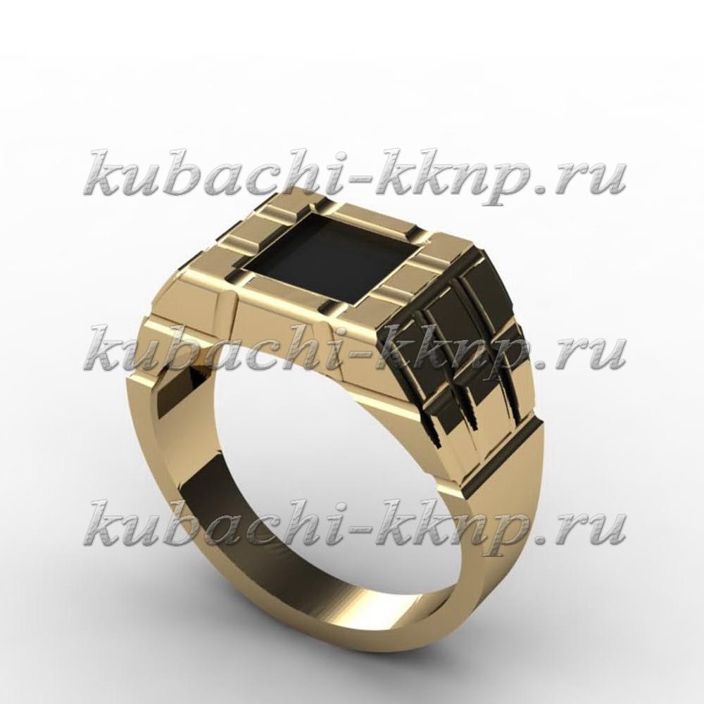Мужское золоте кольцо с фианитами, Yuv - 1254 фото 1