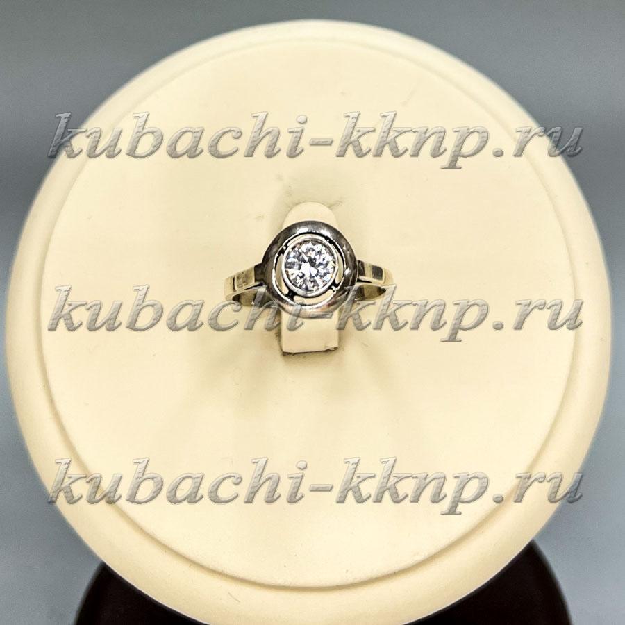 Нежное круглое кольцо Высота с одиночным фианитом, к902 фото 1