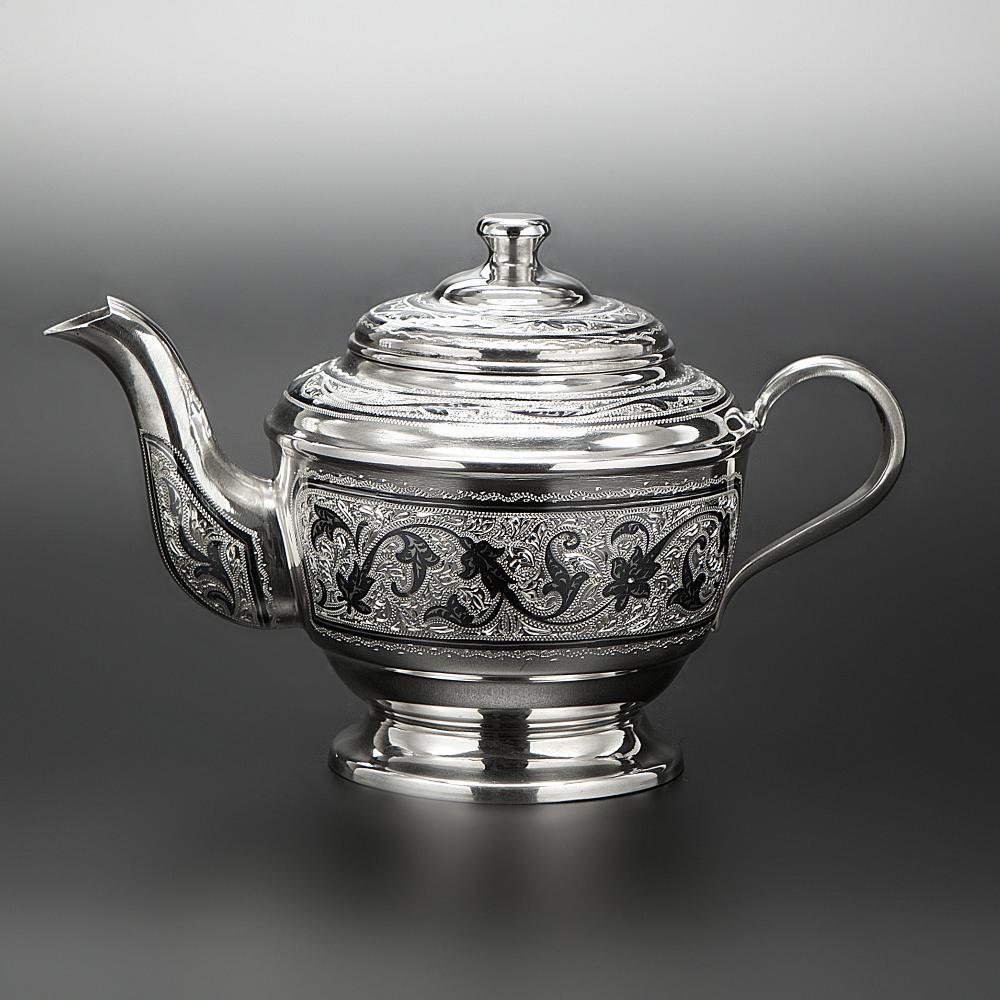 Изящный заварочный чайник из серебра , чн0008 фото 1