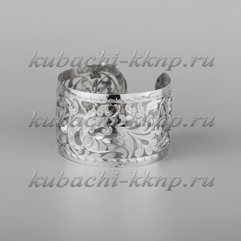 Резной кубачинский браслет из серебра, бр196 фото 1