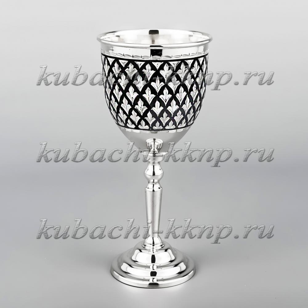 Серебряный бокал для вина с орнаментом«Капля», бк016 фото 1