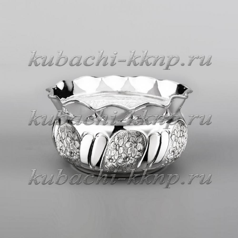 Небольшая серебряная конфетница Ромашка, КФ171м фото 2