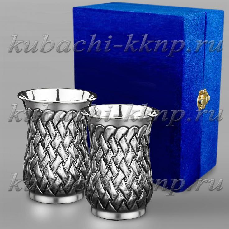 Набор их двух серебряных стаканов  Косичка, кр03арм-2 фото 1