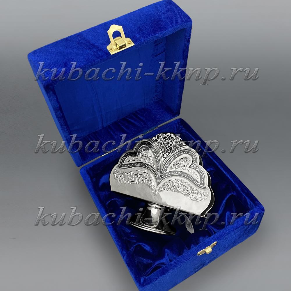 Серебряная салфетница с ажурным верхом, СЛ037 фото 1