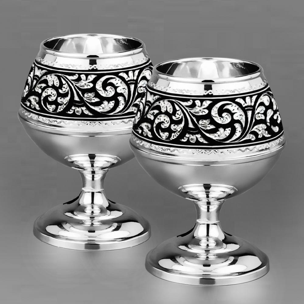 Набор серебряных бокалов для виски или коньяка Снифтер, бк35-2 фото 2