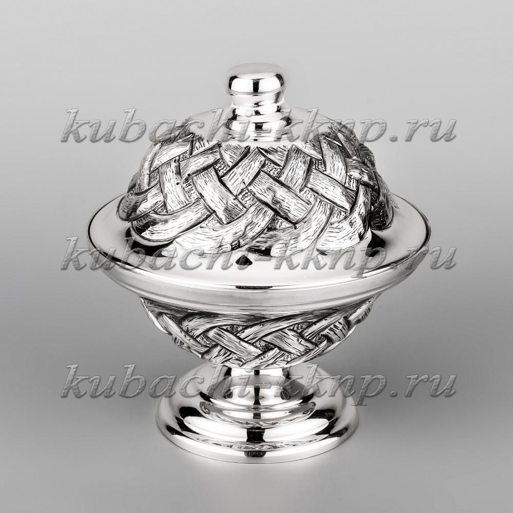 Серебряная икорница «Косичка», ик018 фото 1