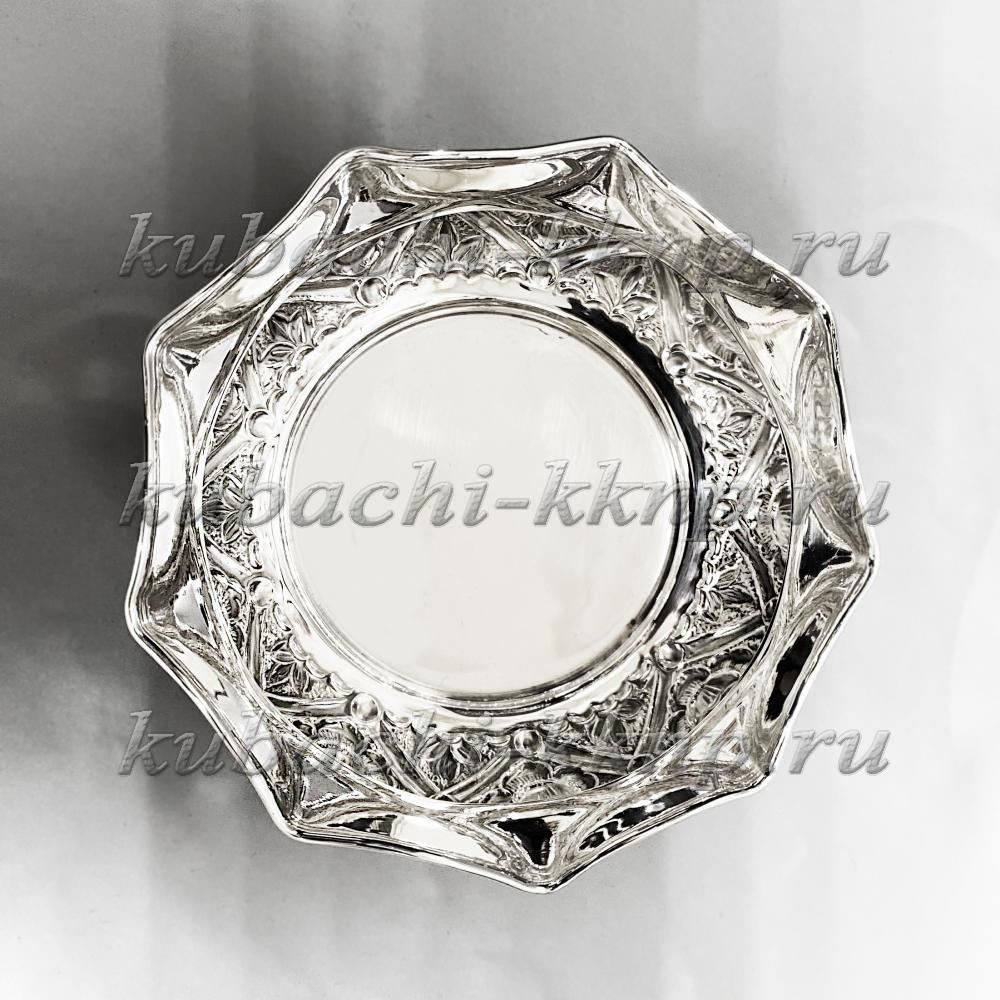Серебряная конфетница  с роскошным рисунком, кф185 фото 3