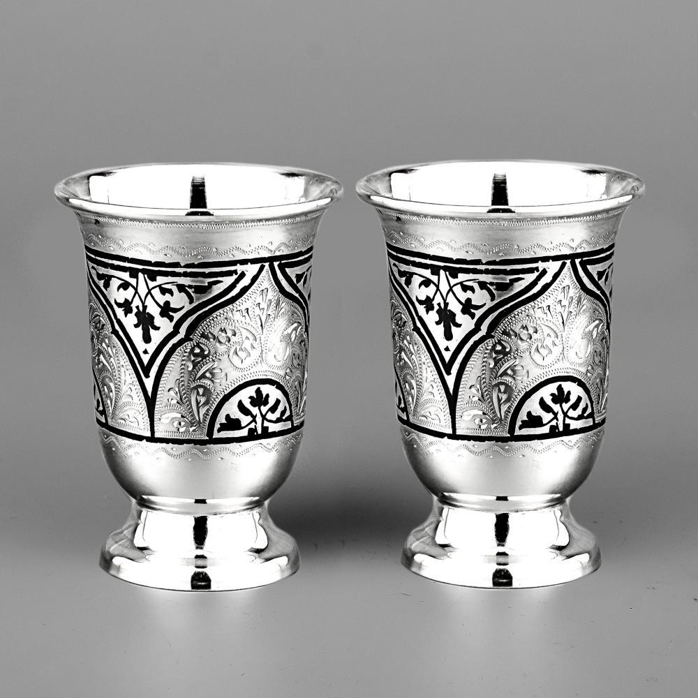 Набор серебряных стопок с чернением  «Двойка», 43 мл, нс016 фото 2