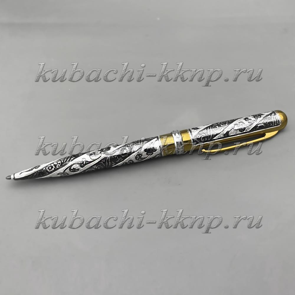 Кубачинская серебряная ручка с позолотой Стильная, РУЧ36 фото 1