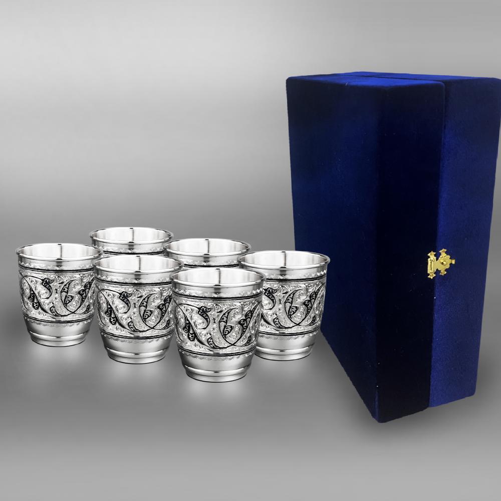 Набор из шести серебряных стаканов  925 пробы, ст113-6 фото 1