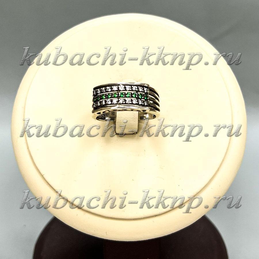 Серебряное кольцо с цветными фианитами Стиль, Ag-к136 фото 1