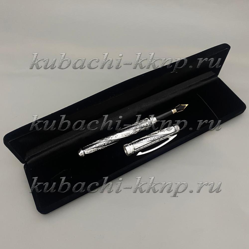 Перьевая серебряная ручка с крышкой, РУЧ23 фото 1