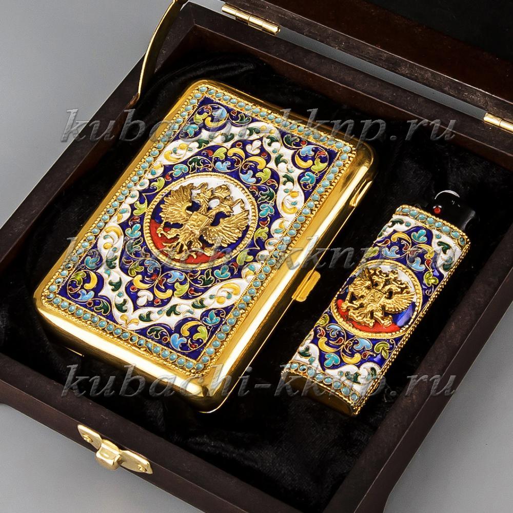Серебряный портсигар  с зажигалкой