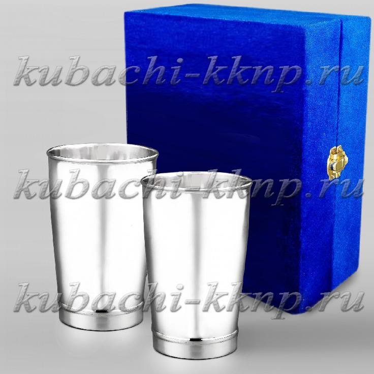 Серебряный набор из двух глянцевых стаканов, ст036-2 фото 1
