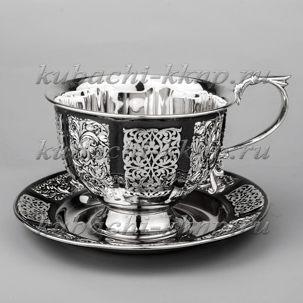 Серебряная чайная пара для чая  Грация, чп023 фото 1