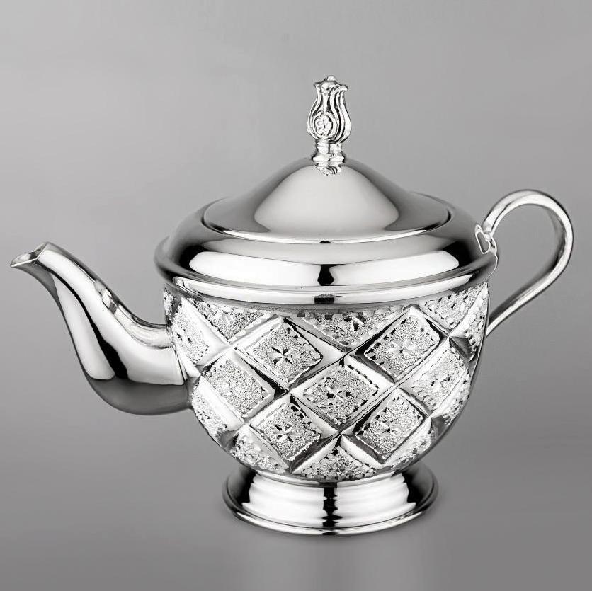 Большой серебряный чайник для заварки чая, чн048Б фото 1