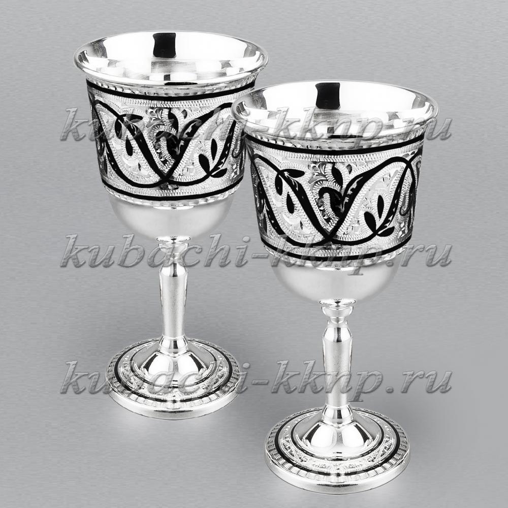 Набор из двух серебряных фужеров Нрав, ф144-2 фото 2