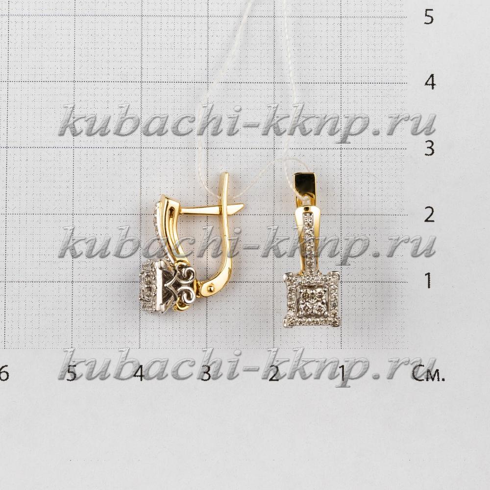 Золотые серьги Плато с бриллиантами, ан560-1 фото 3